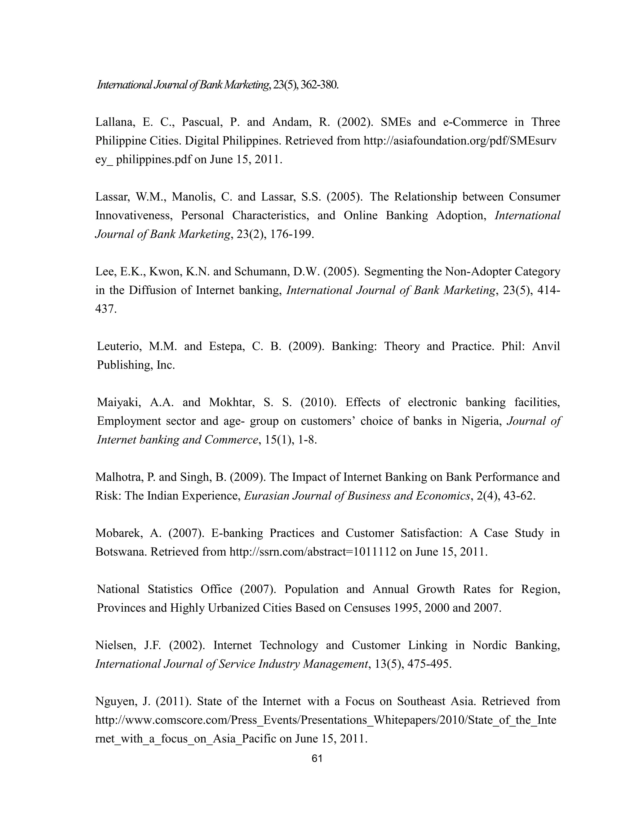 empirical analysis on internet banking adoption in manila