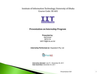 Internship report presentation on cloud computing