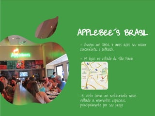 - chegou em 2004, 7 anos após seu maior
concorrente, o Outback

- 09 lojas no estado de São Paulo




-É visto como um restaurante mais
voltado a momentos especiais,
principalmente por seu preço
 