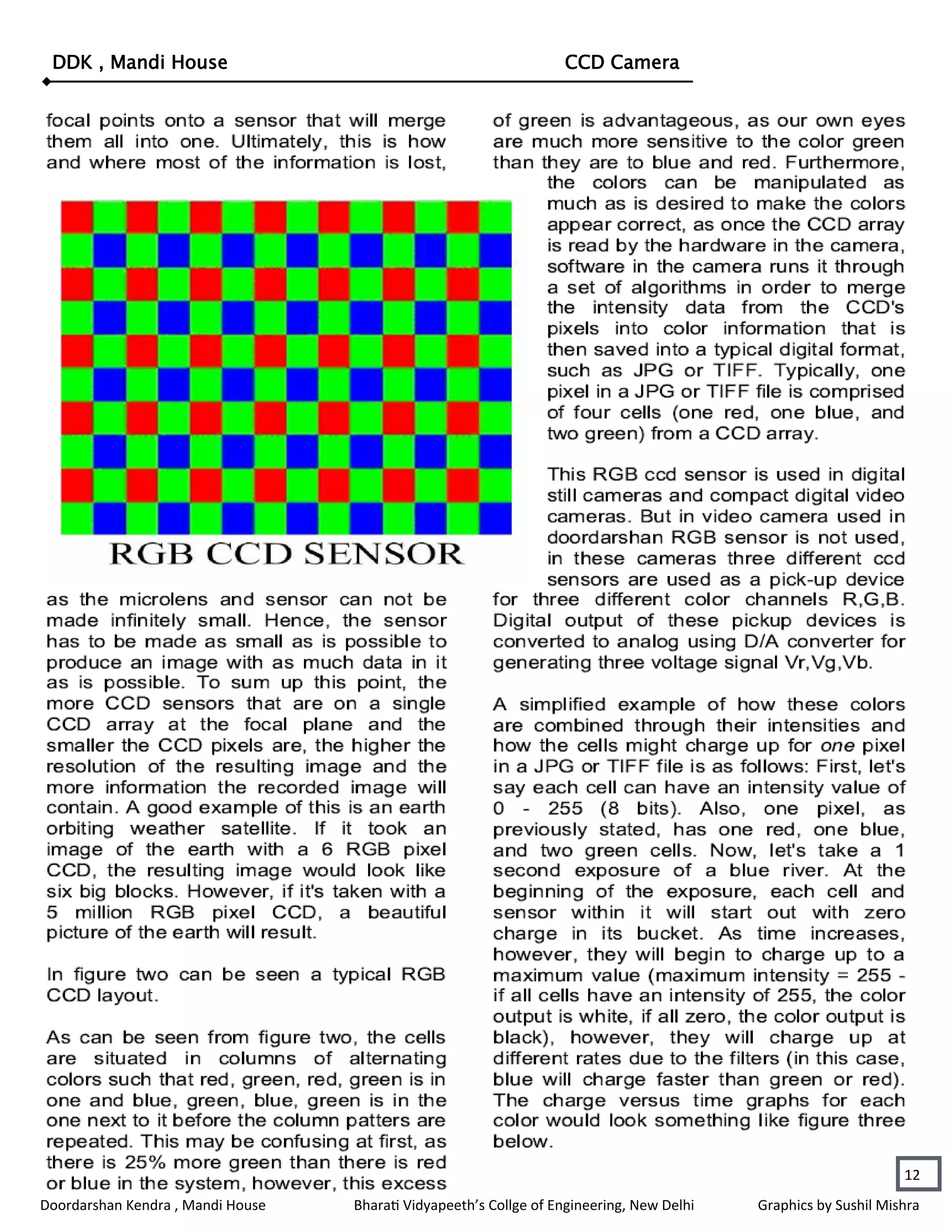 DDK , Mandi House                                                 CCD Camera




                                                                                                                 12
Doordarshan Kendra , Mandi House   Bharati Vidyapeeth’s Collge of Engineering, New Delhi   Graphics by Sushil Mishra
 