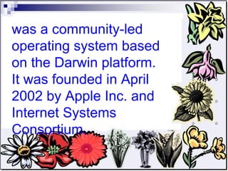 was a community-led operating system based on the Darwin platform. It was founded in April 2002 by Apple Inc. and Internet Systems Consortium.   