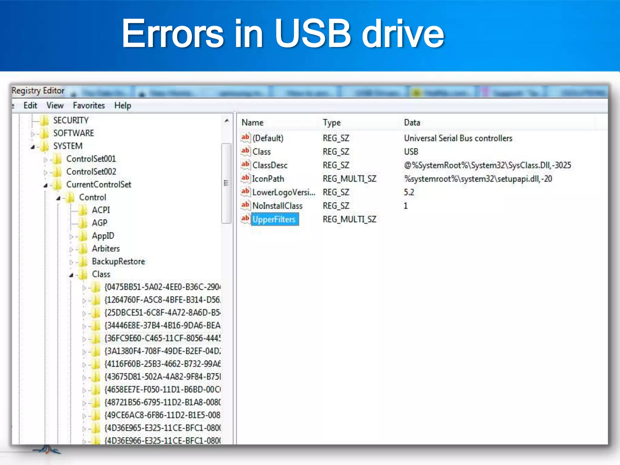 Errors in USB drive
 