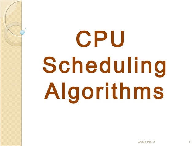 CPU Scheduling Algorithms | PPT