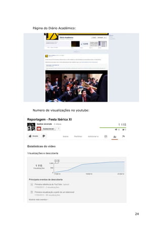 24
Página do Diário Académico:
Numero de visualizações no youtube:
 
