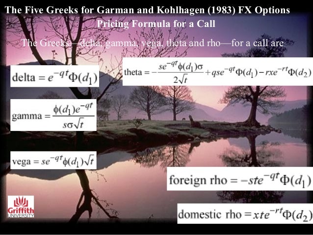 Pricing fx options with garman-kohlhagen
