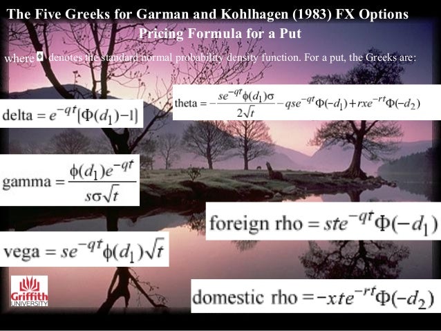 Pricing fx options with garman-kohlhagen