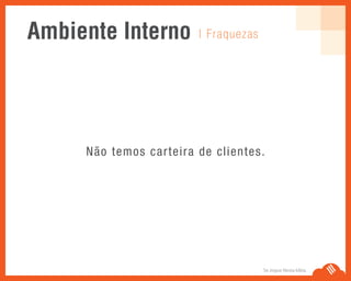 | FraquezasAmbiente Interno
Se Jogue Nesta Idéia.
Não temos carteira de clientes.
 