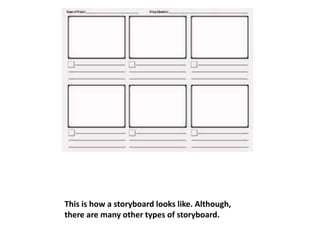 This is how a storyboard looks like. Although,
there are many other types of storyboard.

 