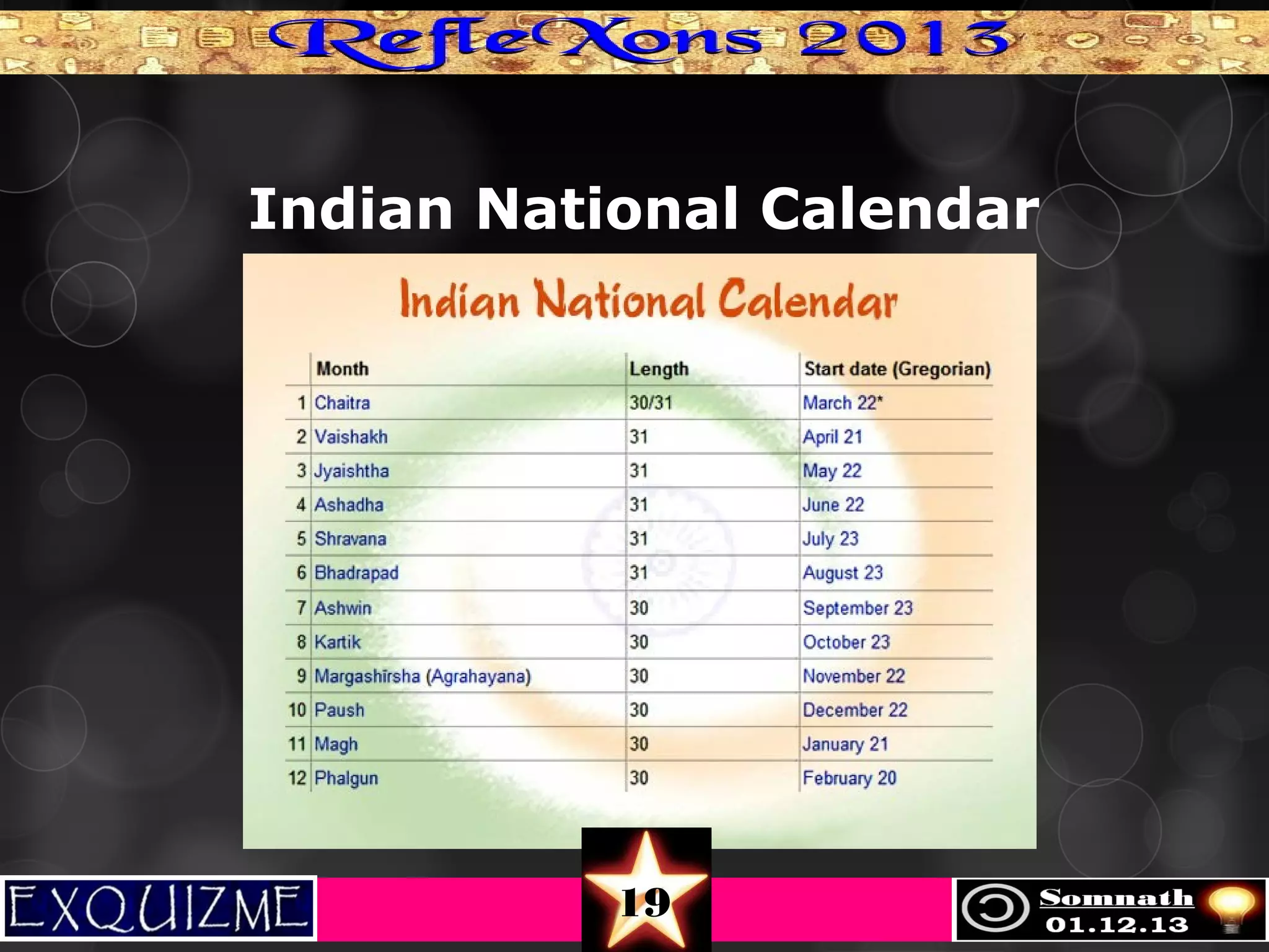 Indian National Calendar

19

 