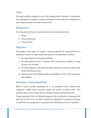 Operational Risk Management Framework in Soneri Bank | DOCX