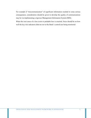 Operational Risk Management Framework in Soneri Bank | DOCX