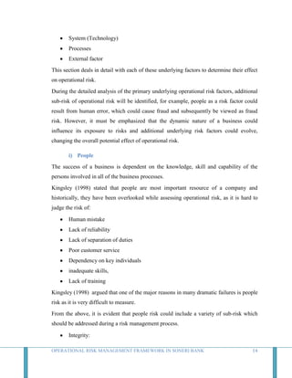 Operational Risk Management Framework in Soneri Bank | DOCX