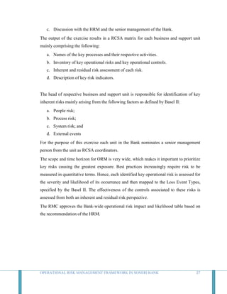 Operational Risk Management Framework in Soneri Bank | DOCX