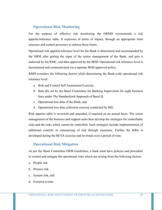 Operational Risk Management Framework in Soneri Bank | DOCX