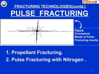 FRACTURING TECHNOLOGIES(contd.)

 PULSE FRACTURING

                              Figure:
                              Conceptual
                              Model of Pulse
                              Fracturing results



1. Propellant Fracturing.
2. Pulse Fracturing with Nitrogen .

                                          60
 