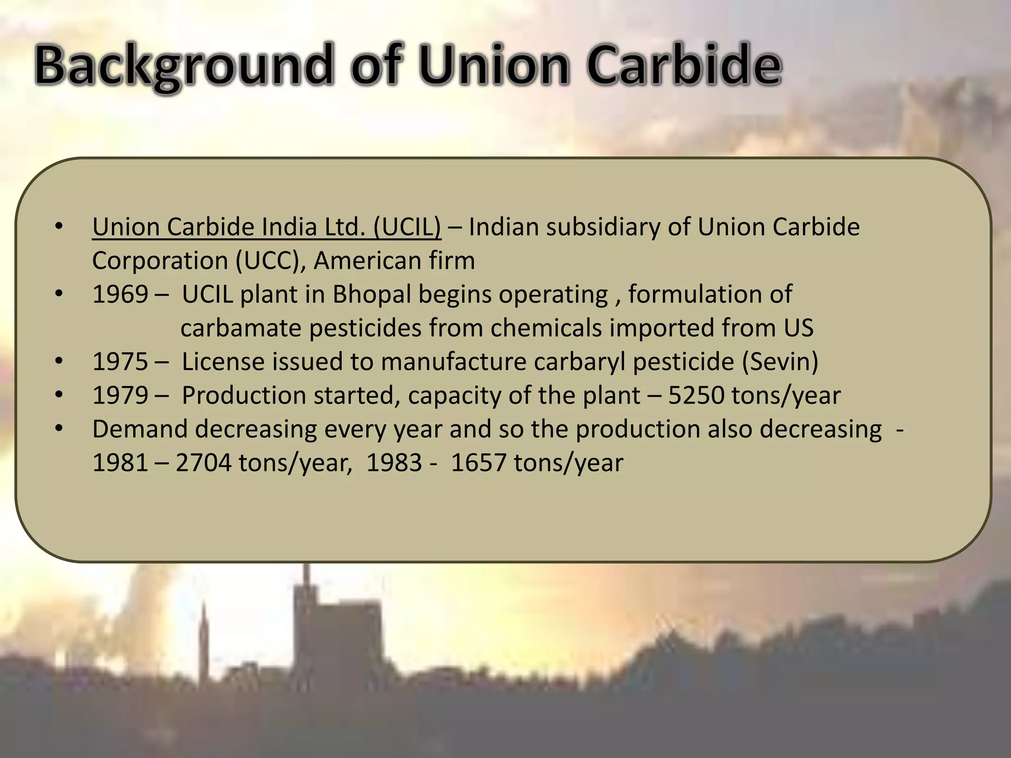 Ucil Factory Bhopal Gas Tragedy- The Night of Death | PPTX