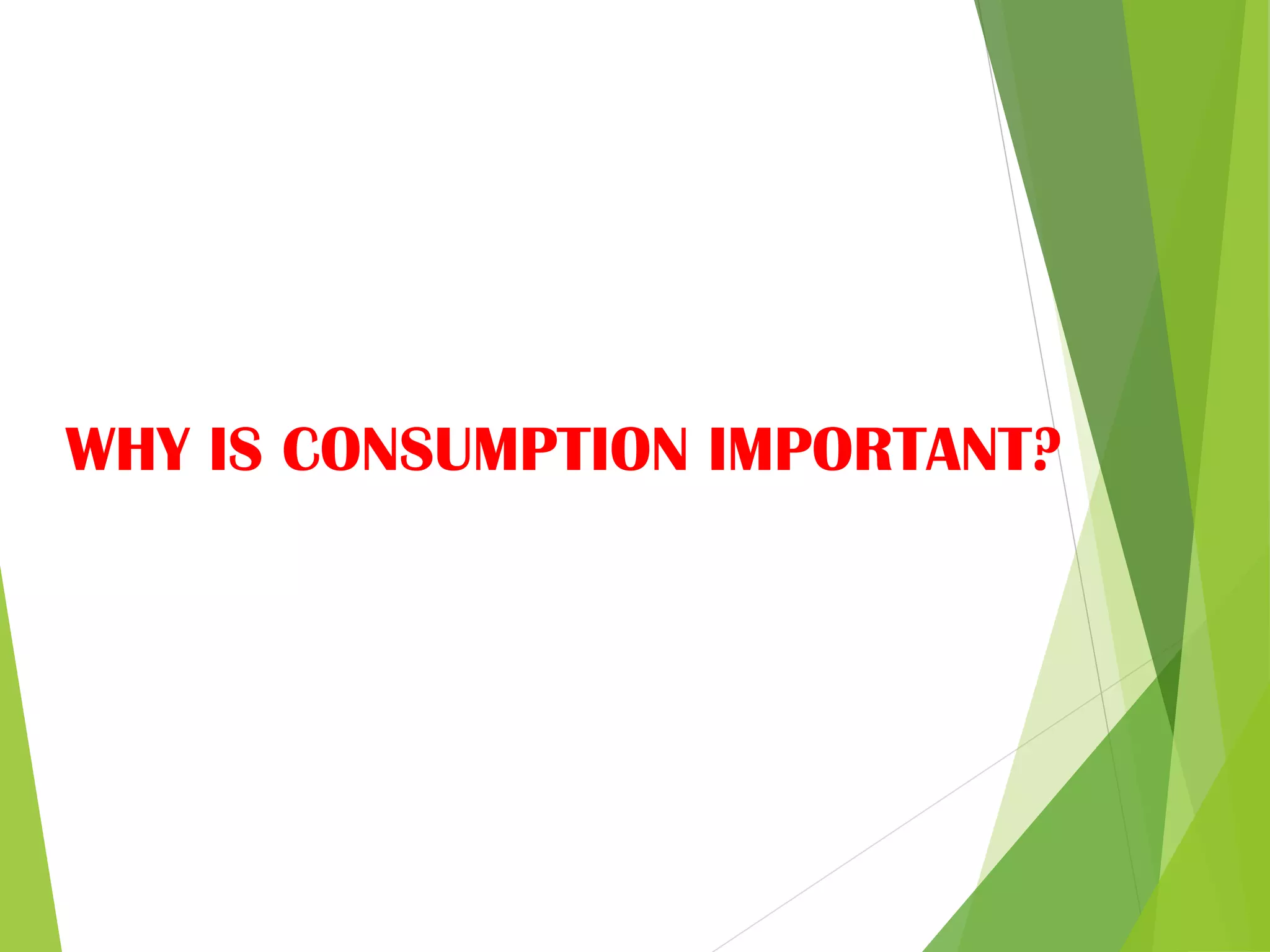 WHY IS CONSUMPTION IMPORTANT?
 