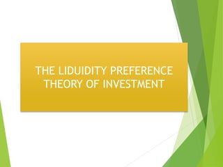THE LIDUIDITY PREFERENCE
THEORY OF INVESTMENT
 