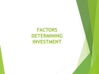 FACTORS
DETERMINING
INVESTMENT
 