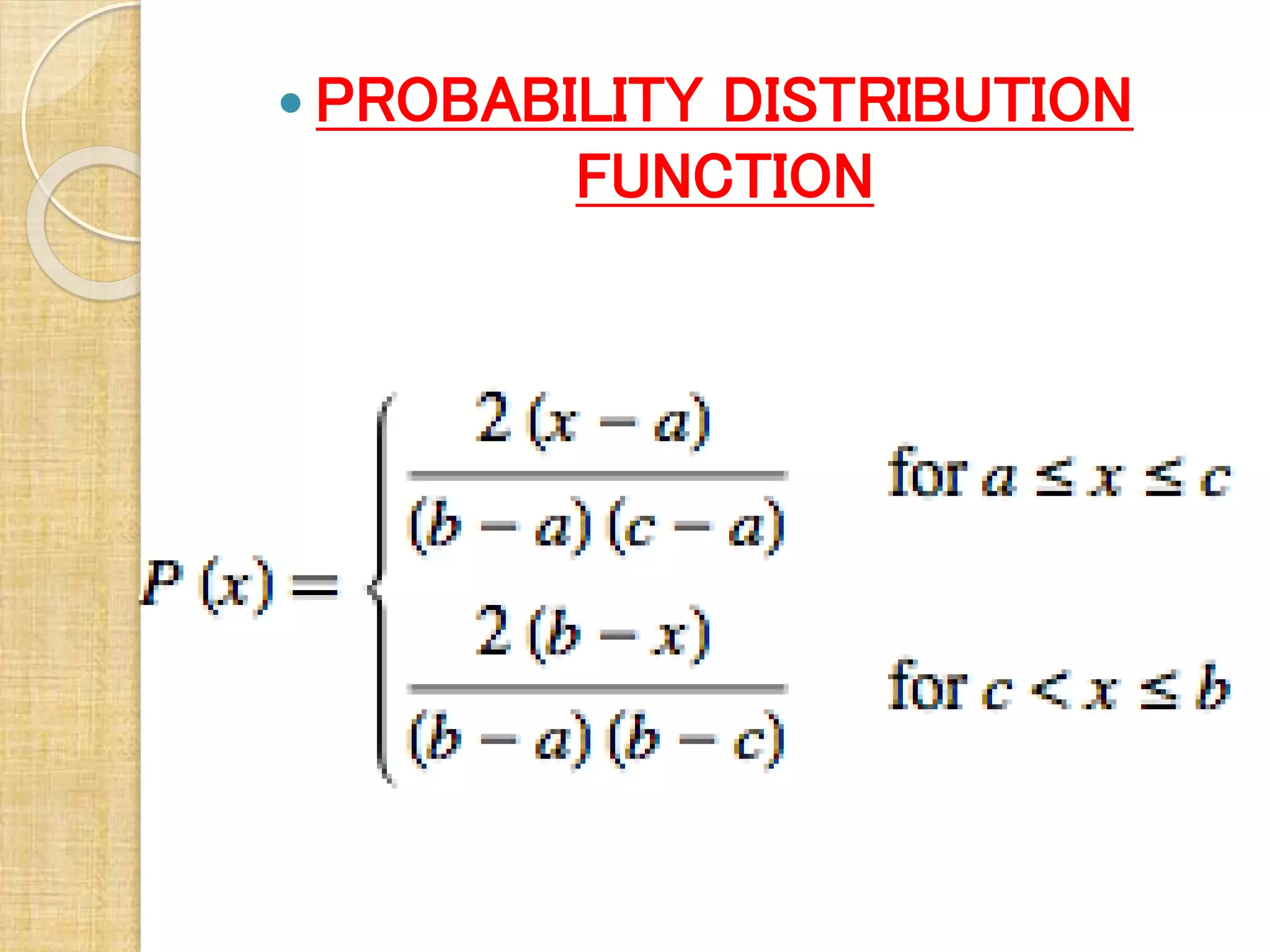  PROBABILITY DISTRIBUTION
FUNCTION
 