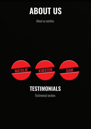 ABOUTUS
Aboutussection.
TESTIMONIALS
Testimonialsection.
 