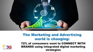 The Marketing and Advertising
world is changing:
72% of consumers want to CONNECT WITH
BRANDS using integrated digital marketing
strategies
 