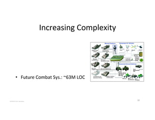 Increasing'Complexity'
18'
•  Future'Combat'Sys.:'~63M'LOC'
COPYRIGHT'2015,'Hadi'Nahari'
 