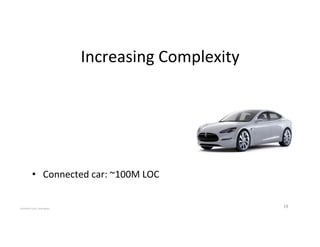 Increasing'Complexity'
19'
•  Connected'car:'~100M'LOC'
COPYRIGHT'2015,'Hadi'Nahari'
 