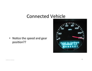 Connected'Vehicle'
•  No2ce'the'speed'and'gear''
posi2on??'
33'COPYRIGHT'2015,'Hadi'Nahari'
 