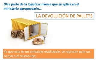 Ya que este es un embalaje reutilizable, se regresan para un
nuevo o el mismo uso.
LA DEVOLUCIÓN DE PALLETS
 