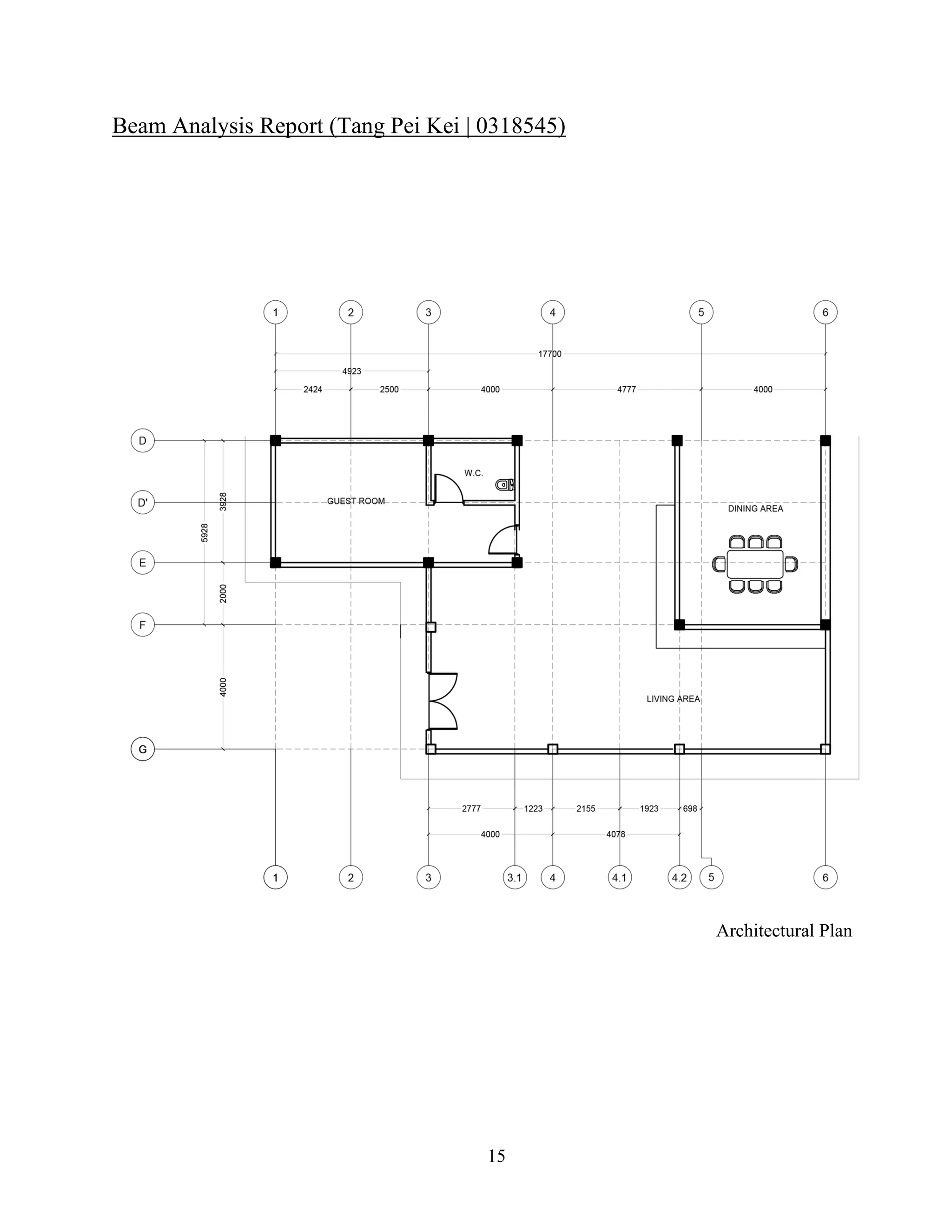 Beam Analysis Report (Tang Pei Kei | 0318545)
Architectural Plan
15
 