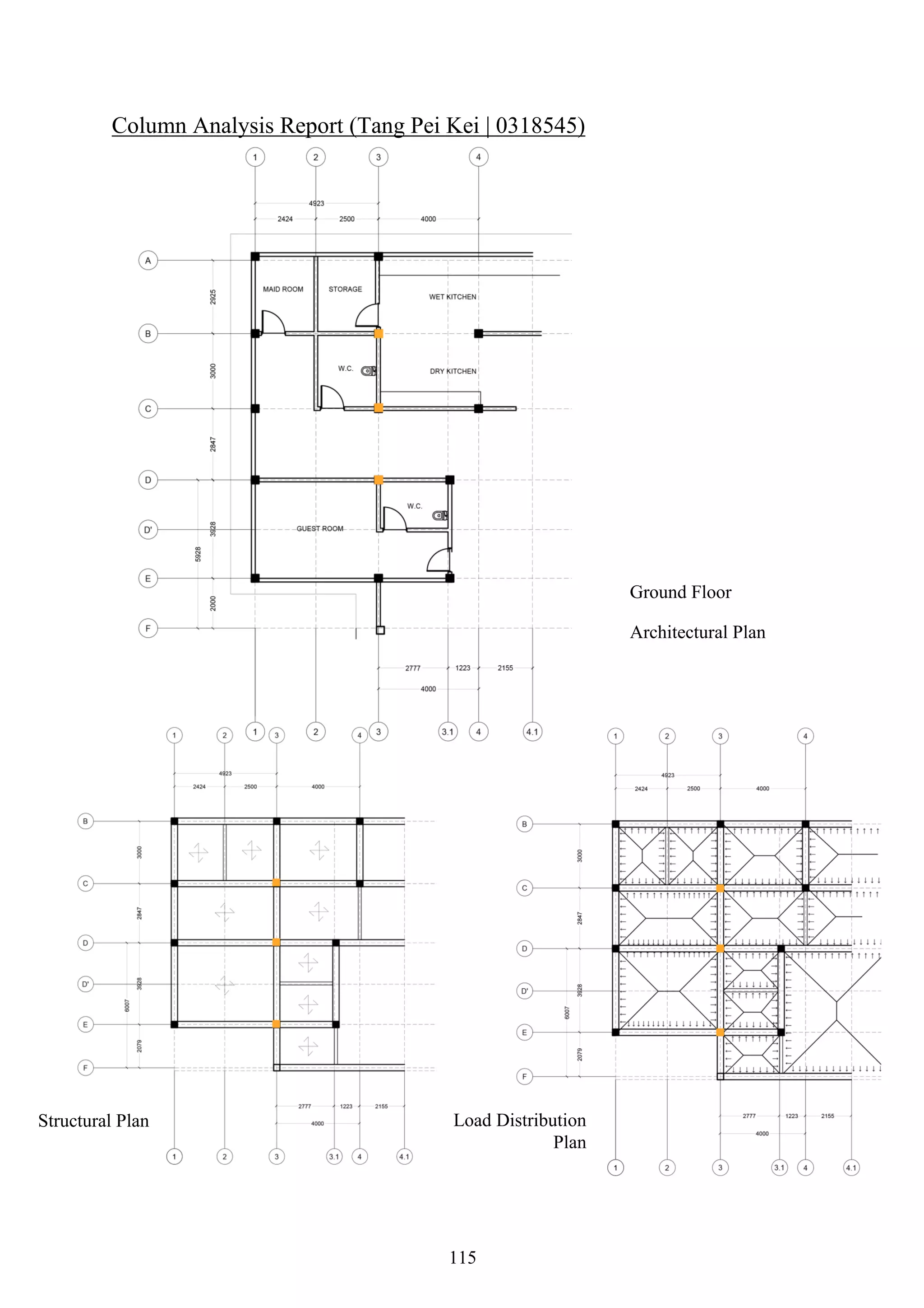 Column Analysis Report (Tang Pei Kei | 0318545)
Ground Floor
Architectural Plan
Structural Plan Load Distribution
Plan
115
 