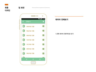 최종
디자인
앱 화면
데이터 전체보기
1.전체 데이터 전반적으로 보기
화재 재난 진행
폭설 재난 진행
화재 재난 진행
낙뢰 재난 진행
지진 재난 진행
화재 재난 진행
폭설 재난 진행
 