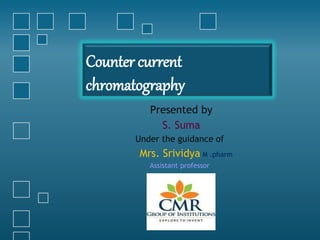 Counter current
chromatography
Presented by
S. Suma
Under the guidance of
Mrs. Srividya M .pharm
Assistant professor
 