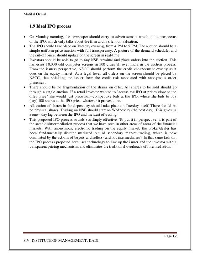 Project Report On Ipo Project Report On Ipo