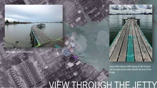 View of the marine traffic laying on the horizon
can be seen as we walk towards the end of the
bridge
Intersection point of the bridge.
 