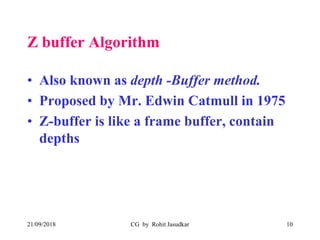 Computer Graphics (Hidden surfaces and line removal, Curves and ...