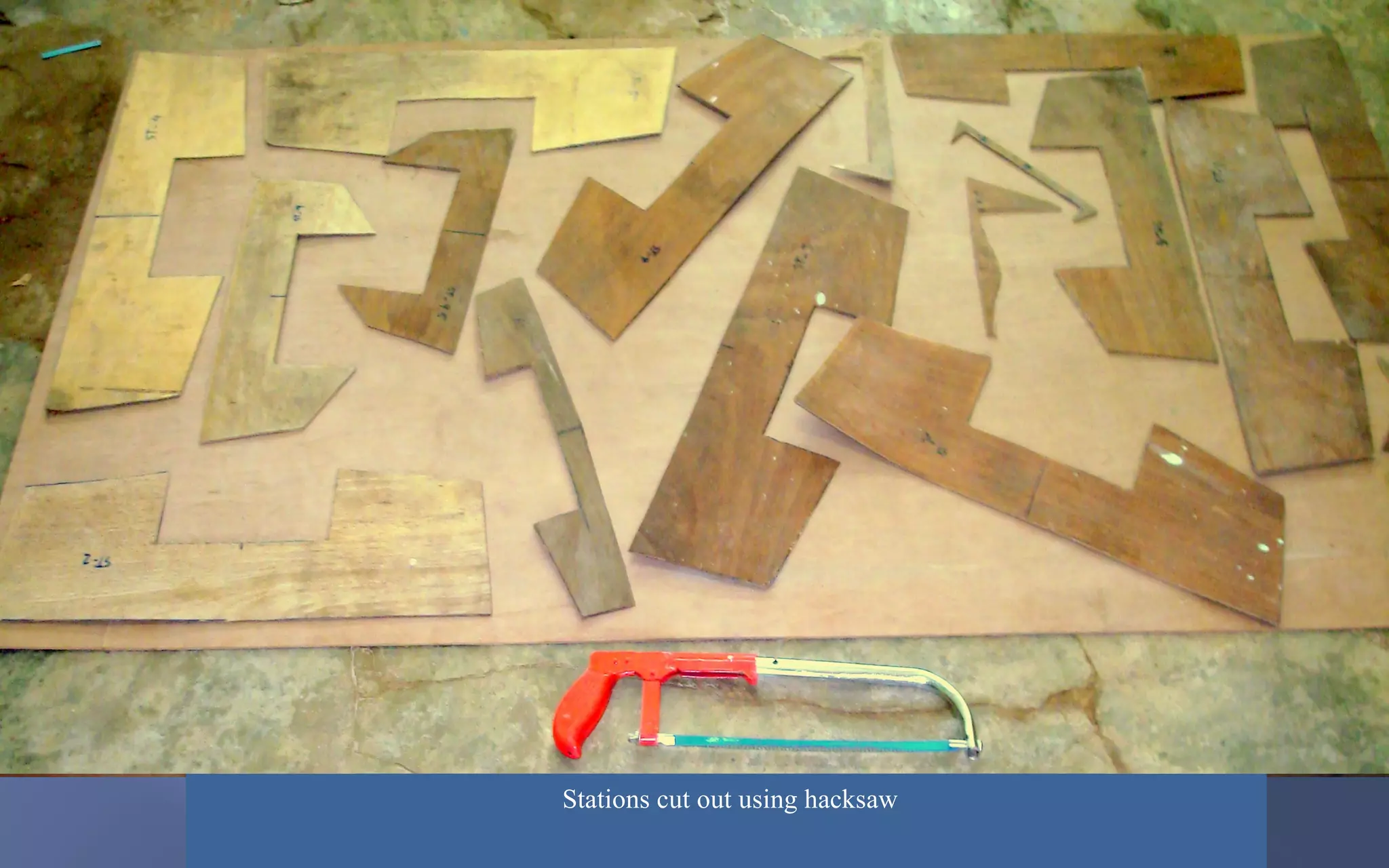 Tools used in making wooden mould
Stations cut out using hacksaw
Assembling stations and plating shells

 