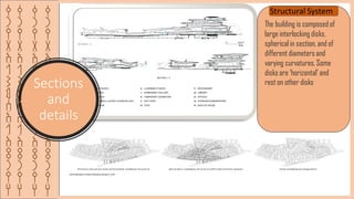 ‫ق‬
‫ر‬
‫ي‬
‫ة‬
‫ا‬
‫ل‬
‫ش‬
‫م‬
‫س‬
‫ا‬
‫ل‬
‫ا‬
‫ث‬
‫ر‬
‫ي‬
‫ه‬
‫ق‬
‫ر‬
‫ي‬
‫ة‬
‫ا‬
‫ل‬
‫ش‬
‫م‬
‫س‬
‫ا‬
‫ل‬
‫ا‬
‫ث‬
‫ر‬
‫ي‬
‫ه‬
‫ق‬
‫ر‬
‫ي‬
‫ة‬
‫ا‬
‫ل‬
‫ش‬
‫م‬
‫س‬
‫ا‬
‫ل‬
‫ا‬
‫ث‬
‫ر‬
‫ي‬
‫ه‬
Sections
and
details
‫ق‬
‫ر‬
‫ي‬
‫ة‬
‫ا‬
‫ل‬
‫ش‬
‫م‬
‫س‬
‫ا‬
‫ل‬
‫ا‬
‫ث‬
‫ر‬
‫ي‬
‫ه‬
Structural System
The building is composed of
large interlocking disks,
spherical in section, and of
different diameters and
varying curvatures. Some
disks are ‘horizontal’ and
rest on other disks
 