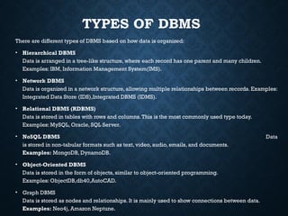 Idms Database Examples Final.pptx Core concepts of DBMS. Prepared by DSSSA | PPTX