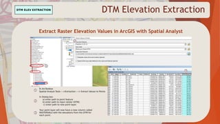 DTM Elevation Extraction
Extract Raster Elevation Values in ArcGIS with Spatial Analyst
 