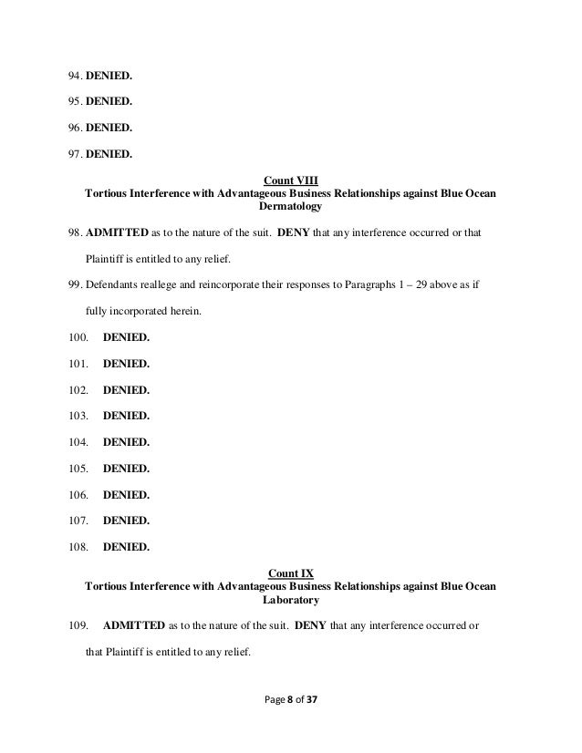Answer, Counterclaims & Third Party Claims & Tortious I…