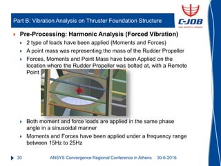 30
 Pre-Processing: Harmonic Analysis (Forced Vibration)
 2 type of loads have been applied (Moments and Forces)
 A poi...