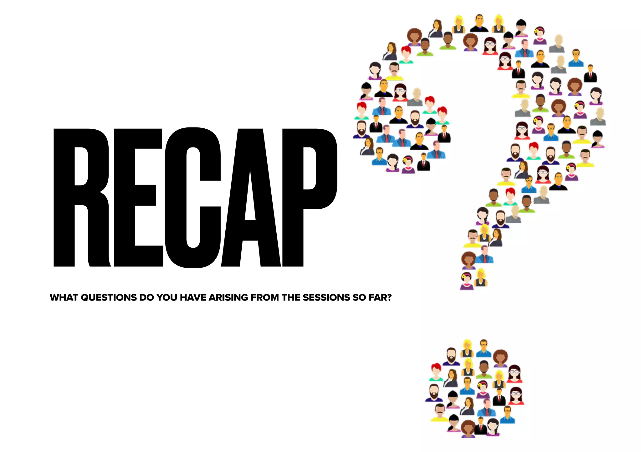 RECAPWHAT QUESTIONS DO YOU HAVE ARISING FROM THE SESSIONS SO FAR?
 