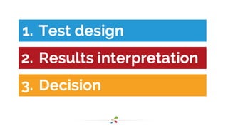 1. Test design
2. Results interpretation
3. Decision
 