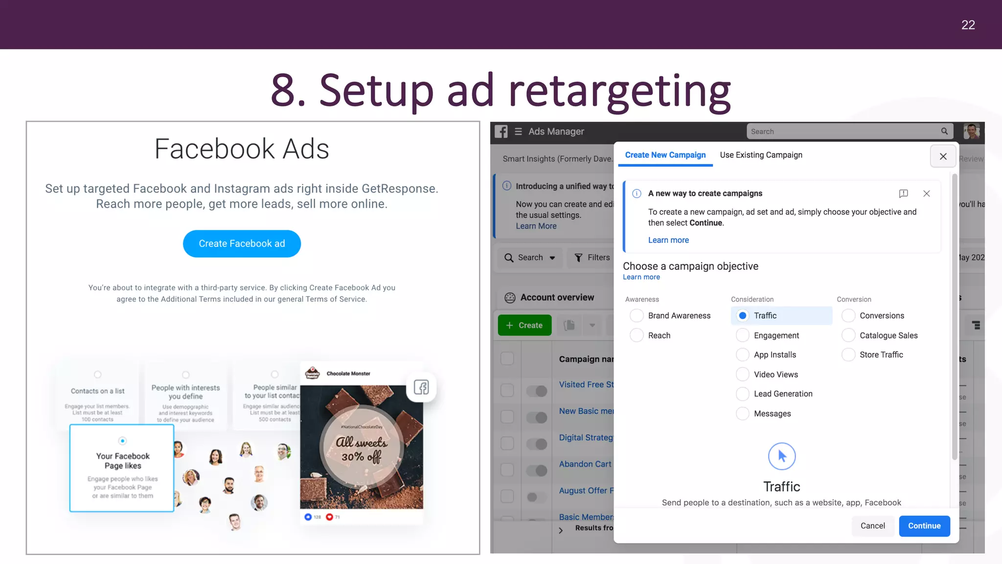 22
8. Setup ad retargeting
 
