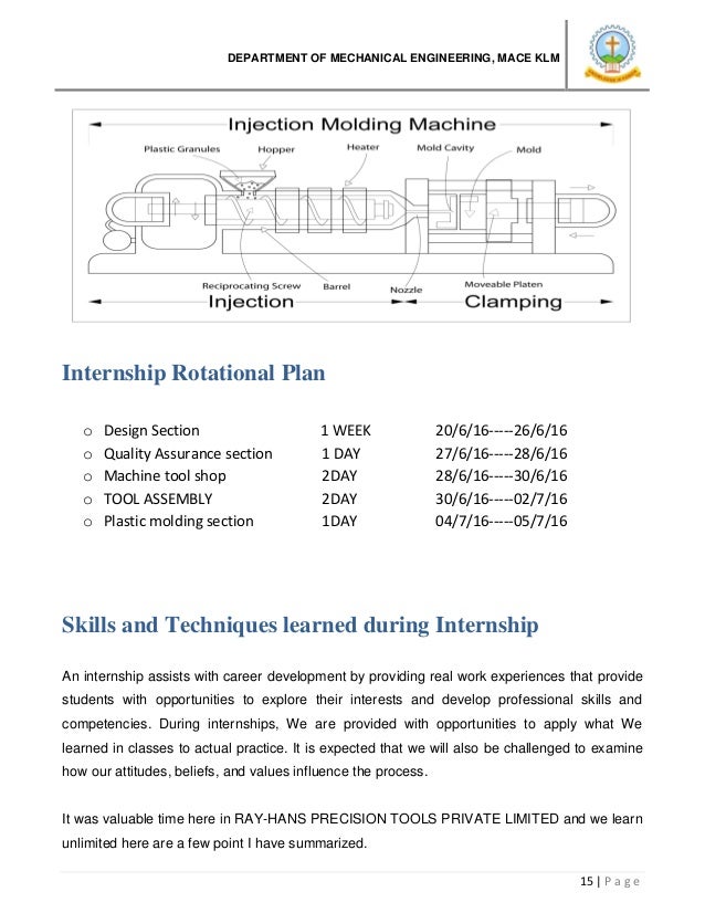 summer internship report 2016 mechanical engineering mechanical engineer classes
