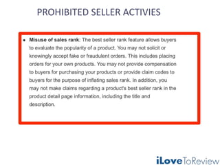 PROHIBITED SELLER ACTIVIES
 