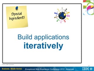 Build applications
                           iteratively
© 2012 IBM Corporation
                                         ...