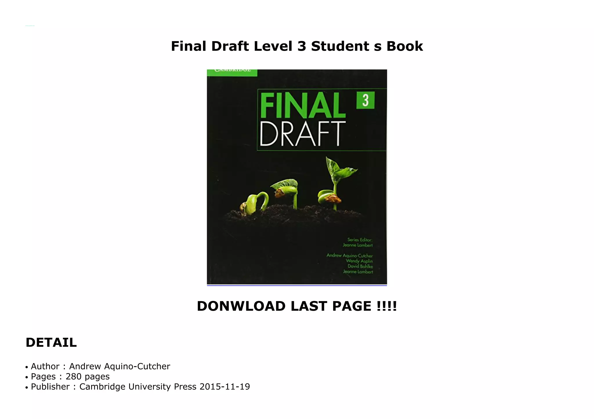 Final Draft Level 3 Student s Book PPT
